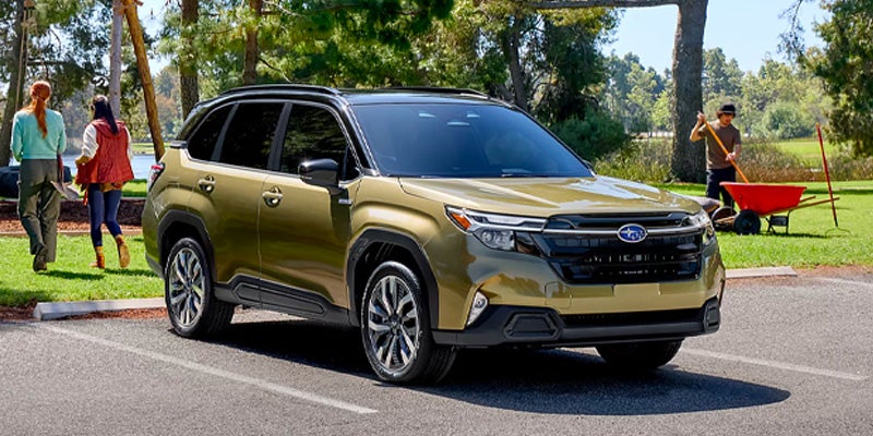 Front Three-Quarter View of a Green SUV