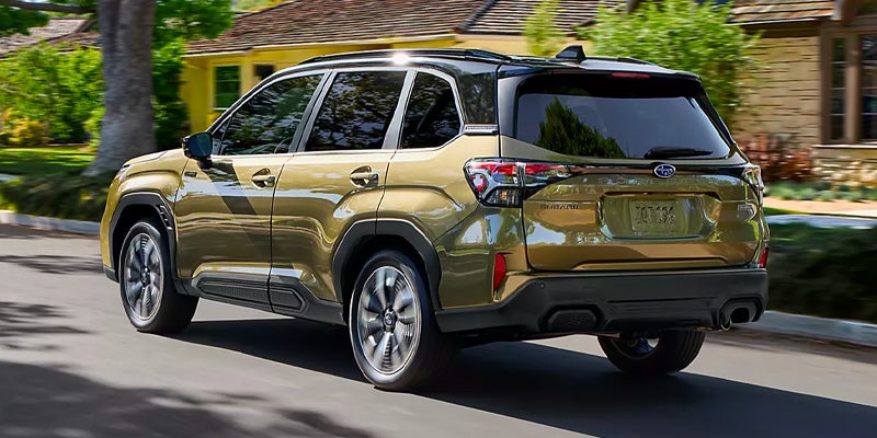 Rear Three-Quarter View of a Green SUV