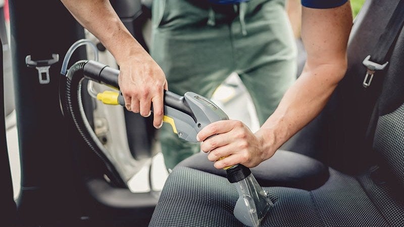 Routine vehicle maintenance and interior cleaning