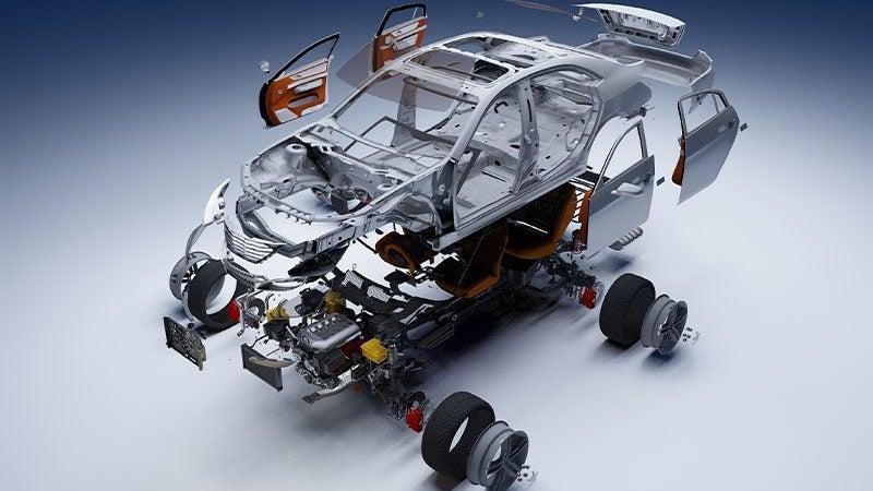 Cutaway view of vehicle mechanical components