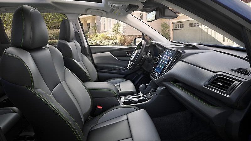 Subaru Ascent interior, brown leather dashboard and cabin