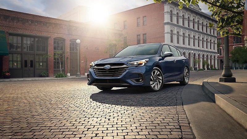 2024 Subaru Legacy sedan, front three-quarter in an urban setting