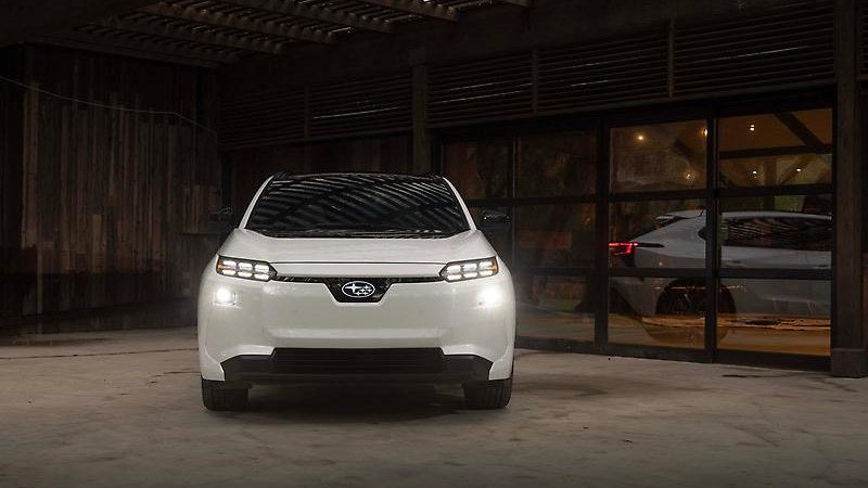 2024 Subaru Solterra electric SUV in white, front view